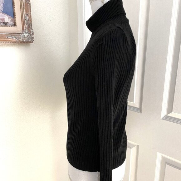 ASOS Black Ribbed Turtleneck Size 8 Stretchy Fitted Basic Core - Picture 4 of 6